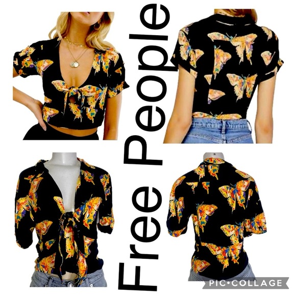 Free People Tops - Free People butterfly crop top, size L‎